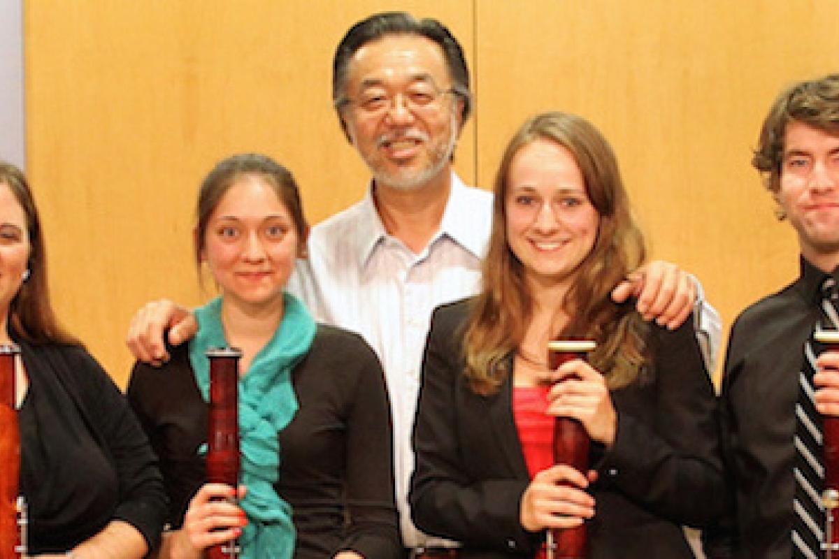 bassoon students posing