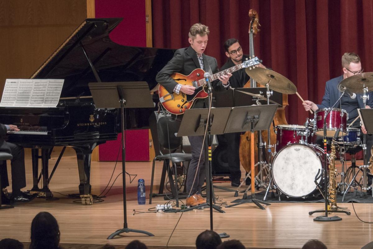 Student playing Jazz Guitar