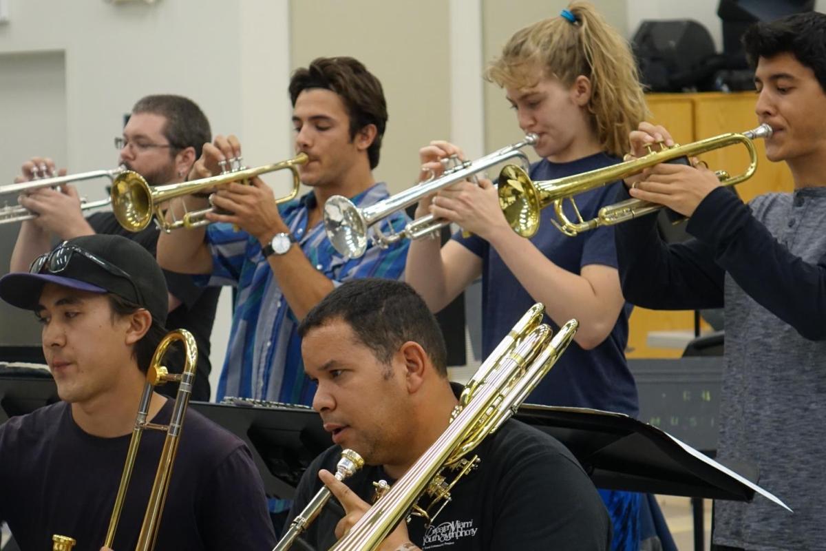 jazz trumpet players in rehearsal