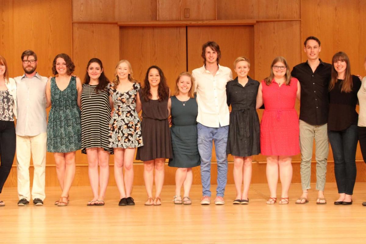 viola students posing on stage