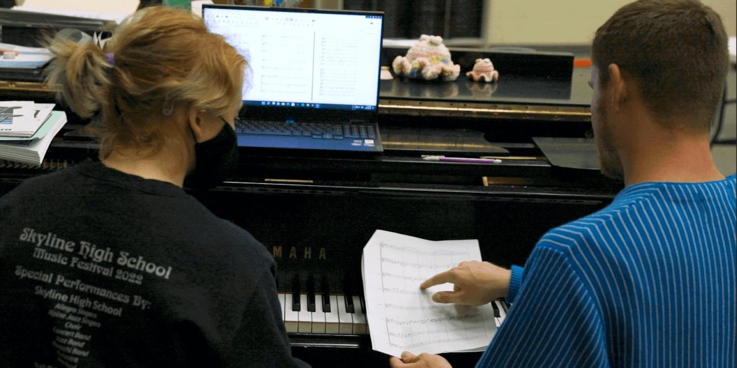 Students collaborating for the Emerging Composers Project (ECP)