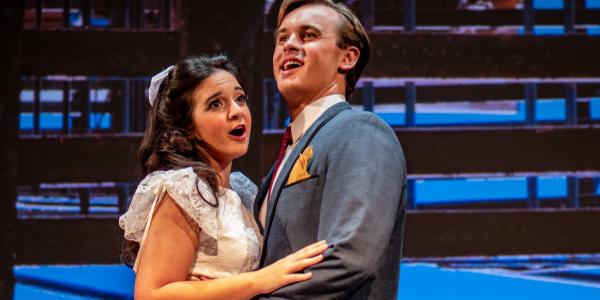 students on stage in West Side Story