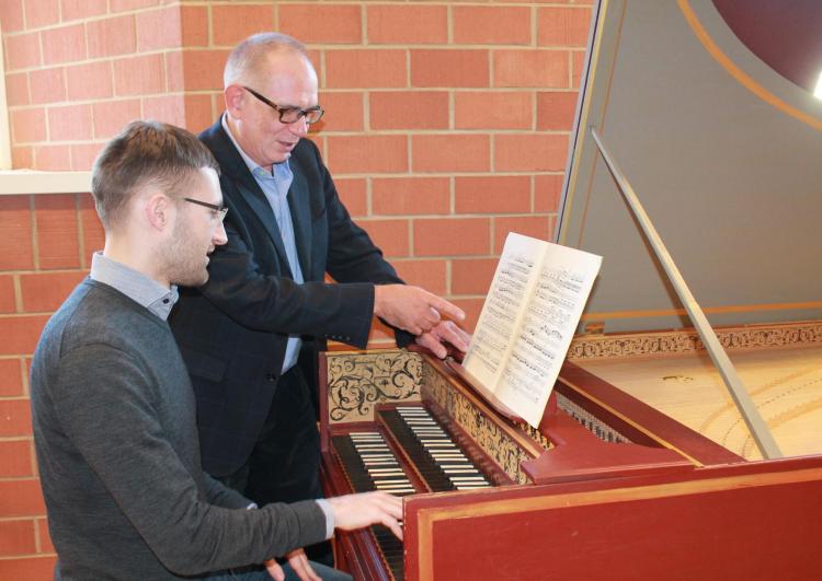 Professor of Harpsichord and Eugene D. Eaton, Jr. Chair in Baroque Music Performance Robert Hill comes to the College of Music