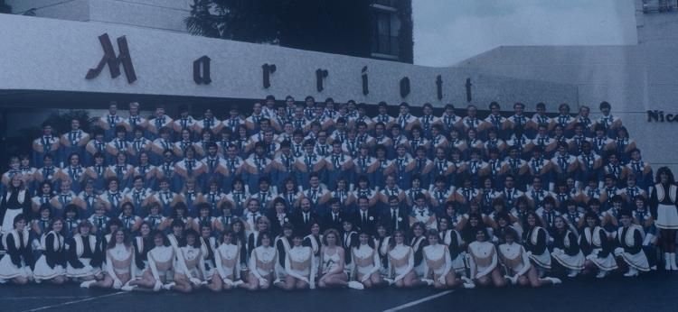 band in sky blue uniforms