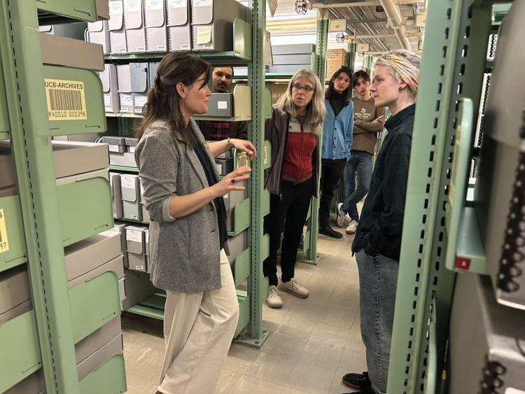 Friedel leads an archive tour as part of the AMRC’s spring Open House.