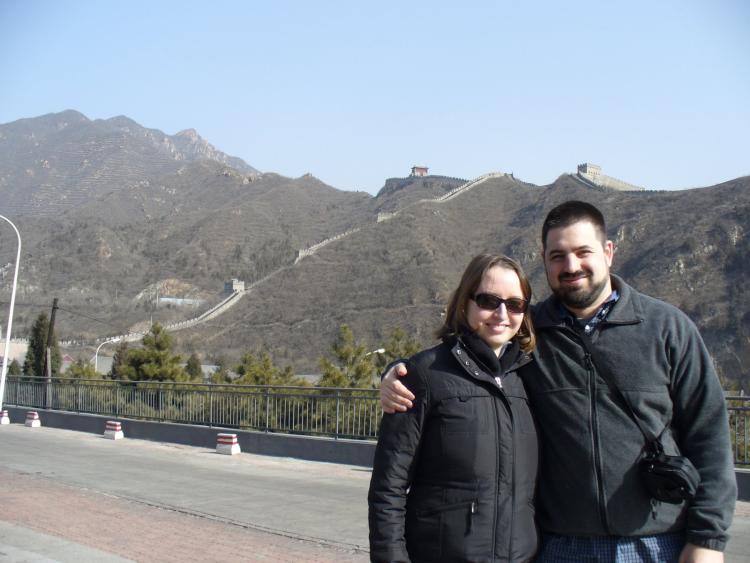 adam and sasha at the great wall of china