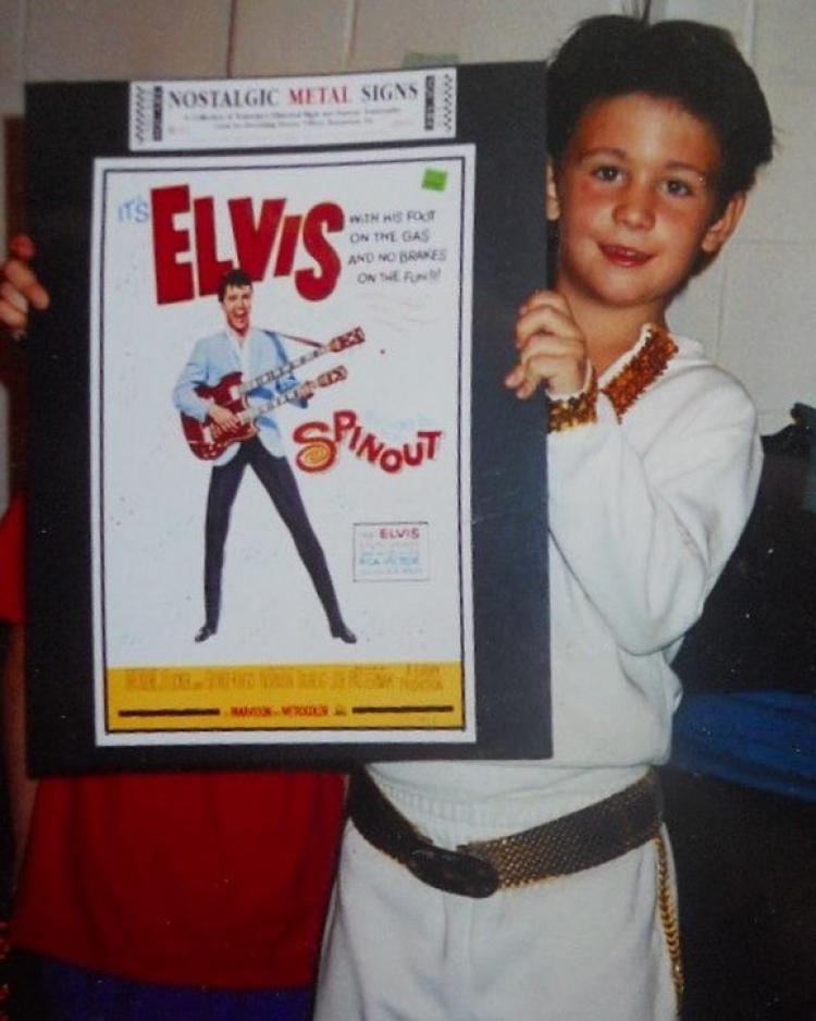 Andrew Crust with his Elvis lookalike contest award