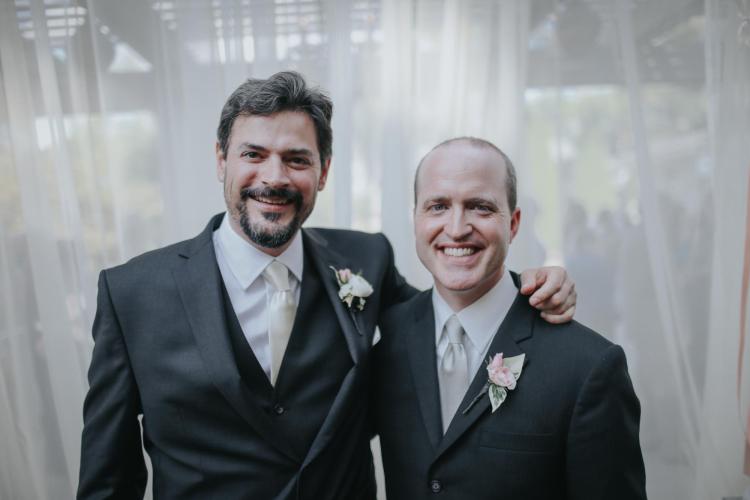 Carter Pann (left) dedicated his Symphony No. 3 to his close friend, Brian Scott Mason (right)