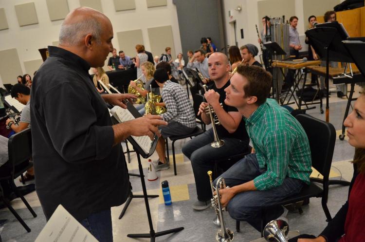 cleveland orchestra member working with students