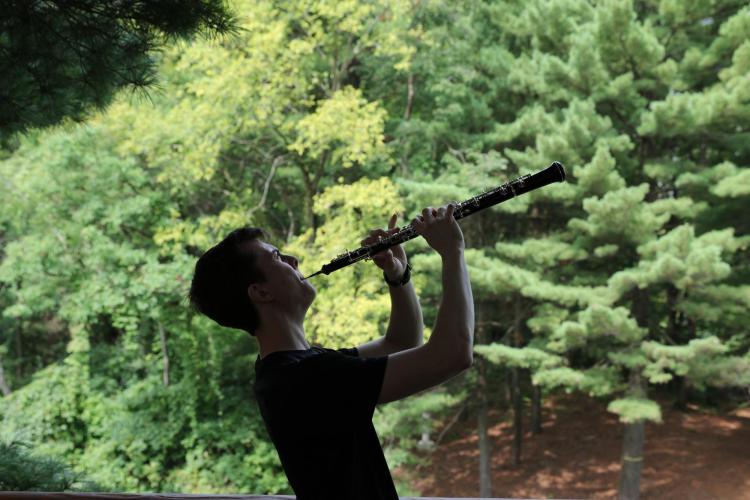 Curtis playing oboe