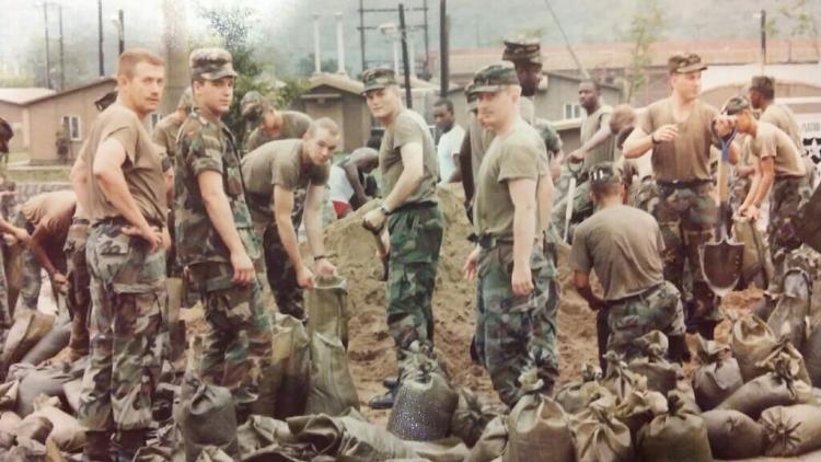 Army days, Dean Davis in middle