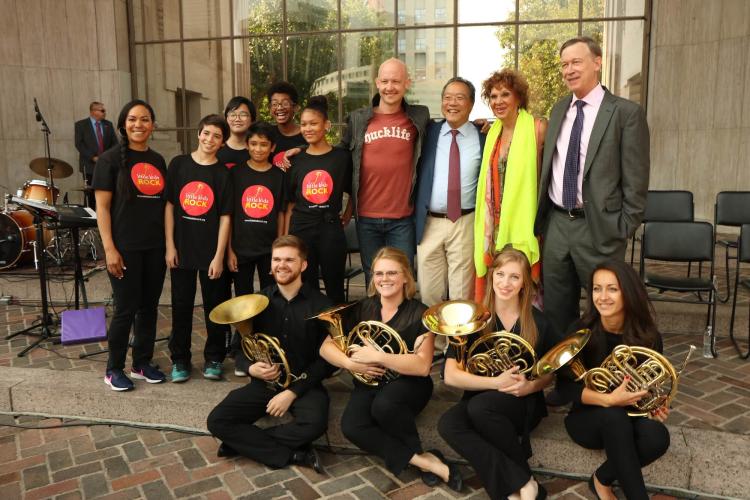Horns and Yo-Yo Ma pose