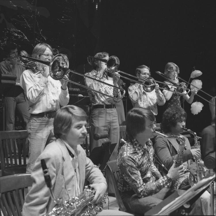 jazz band on stage in the 1970s