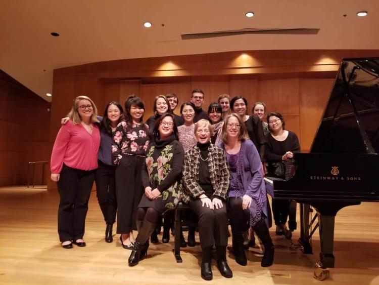 Jean Barr with students