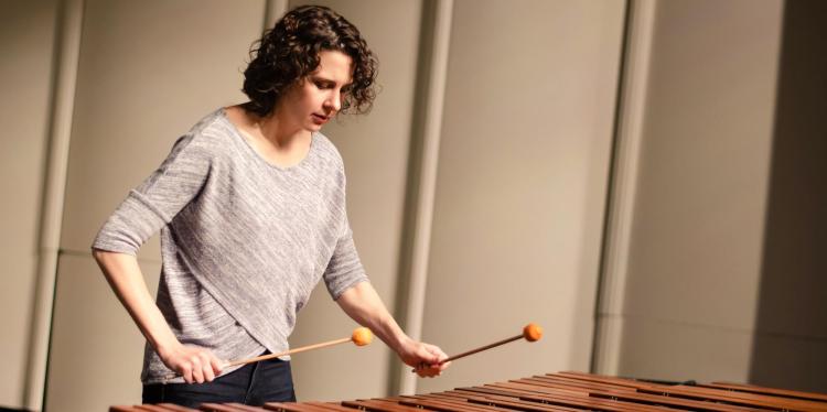 Jennie Dorris playing marimba