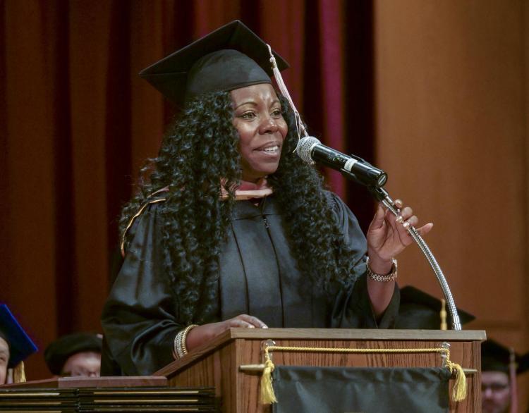 tia fuller speaking at commencement