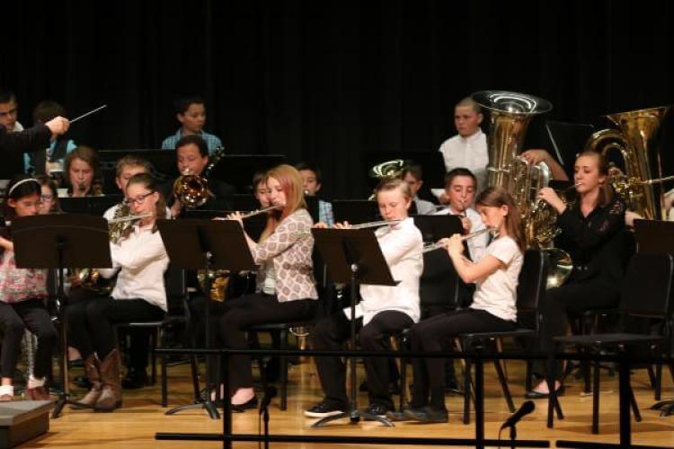 middle school ensemble on stage