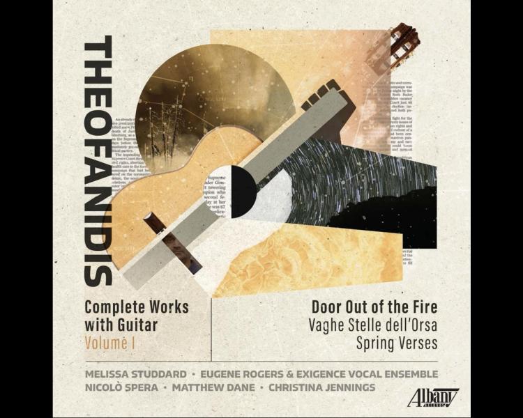 Cover art of Associate Professor of Guitar Nicolò Spera’s CD—Theofanidis: Complete Works with Guitar, Vol. 1