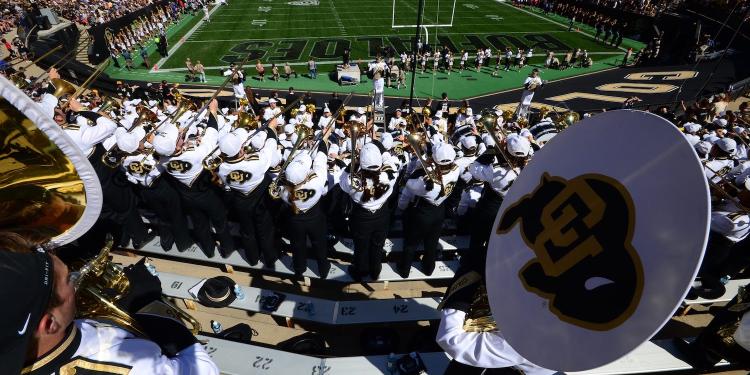 marching band in stands