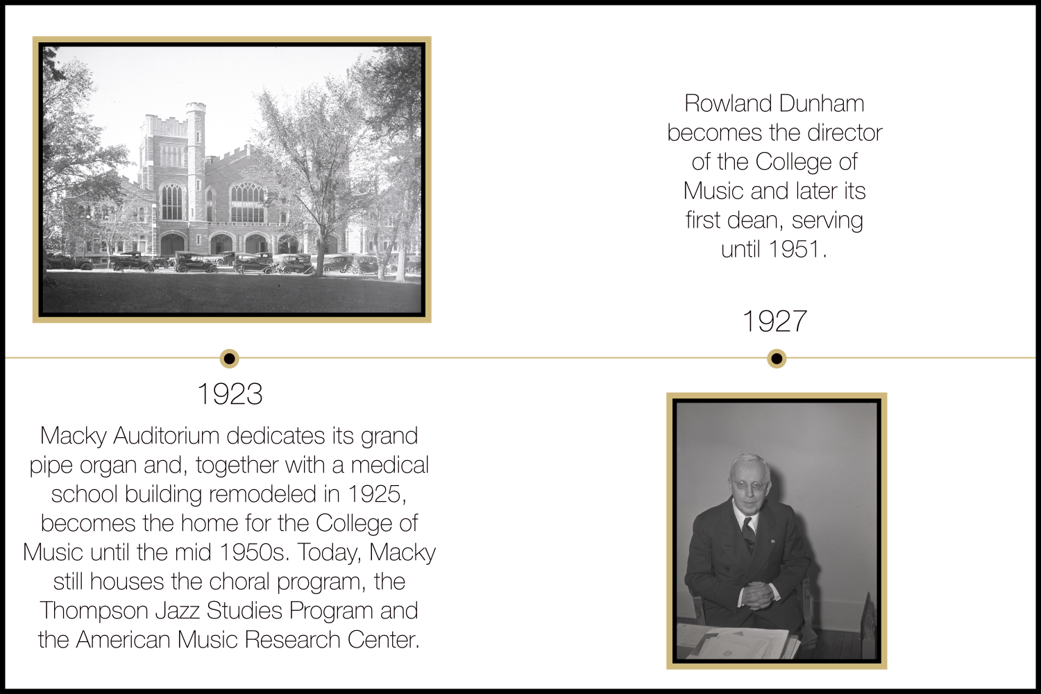 macky auditorium and dean dunham 1923-1927