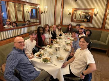 Professor and students at the Café Landtmann, one of Vienna's classic coffeehouses.
