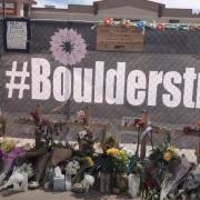 Banners and memorials at King Soopers