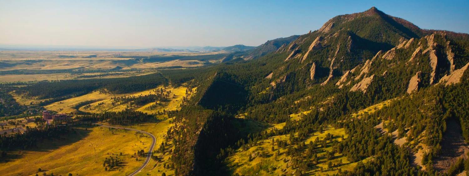 Aerial with flatirons