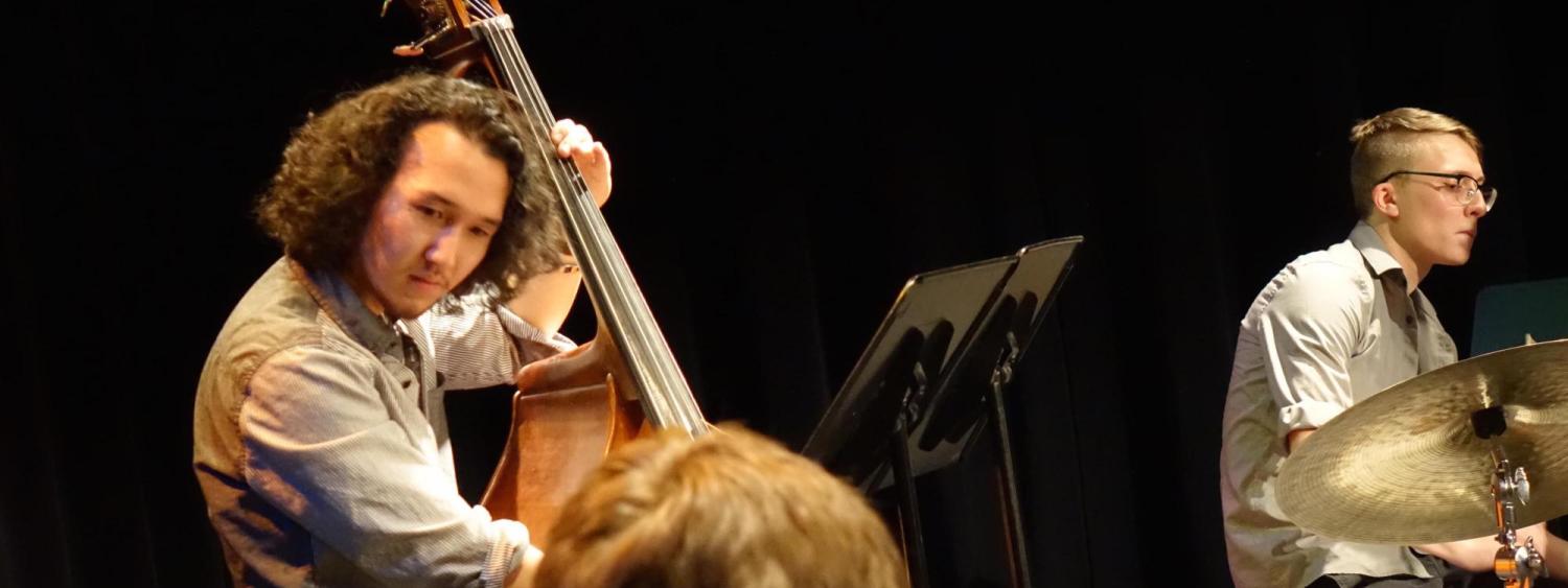 Jazz bass student performing with ensemble