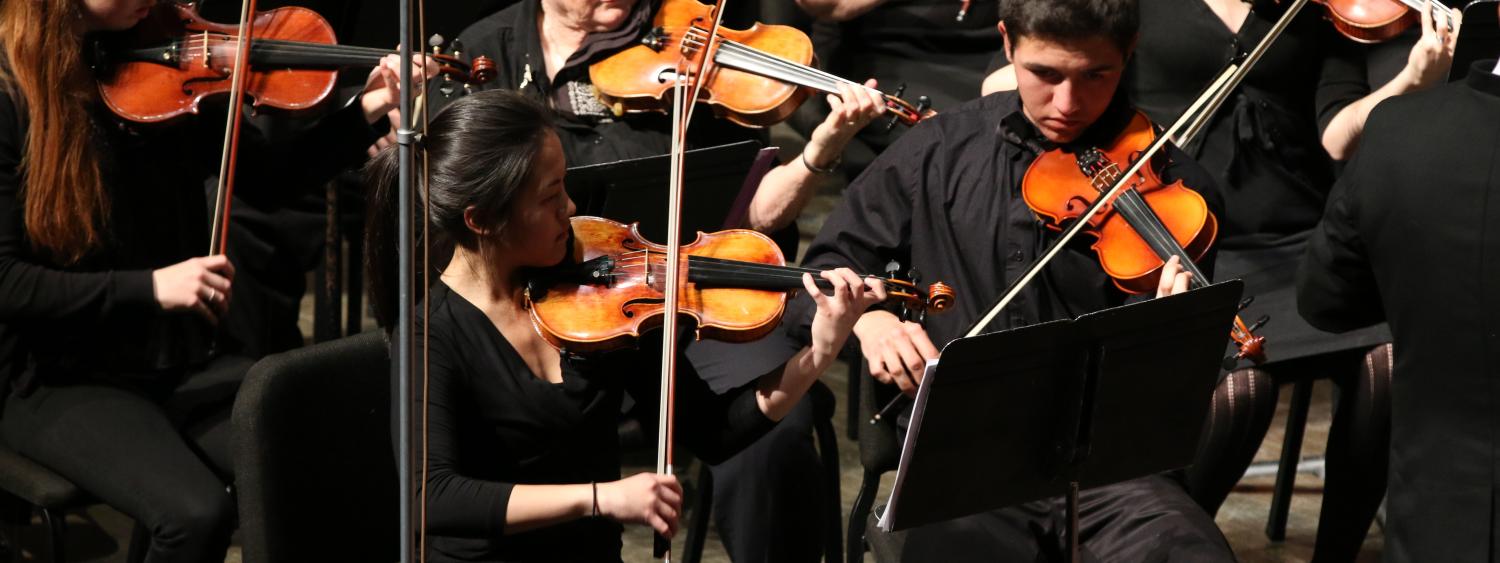 Violin students in ensemble performance