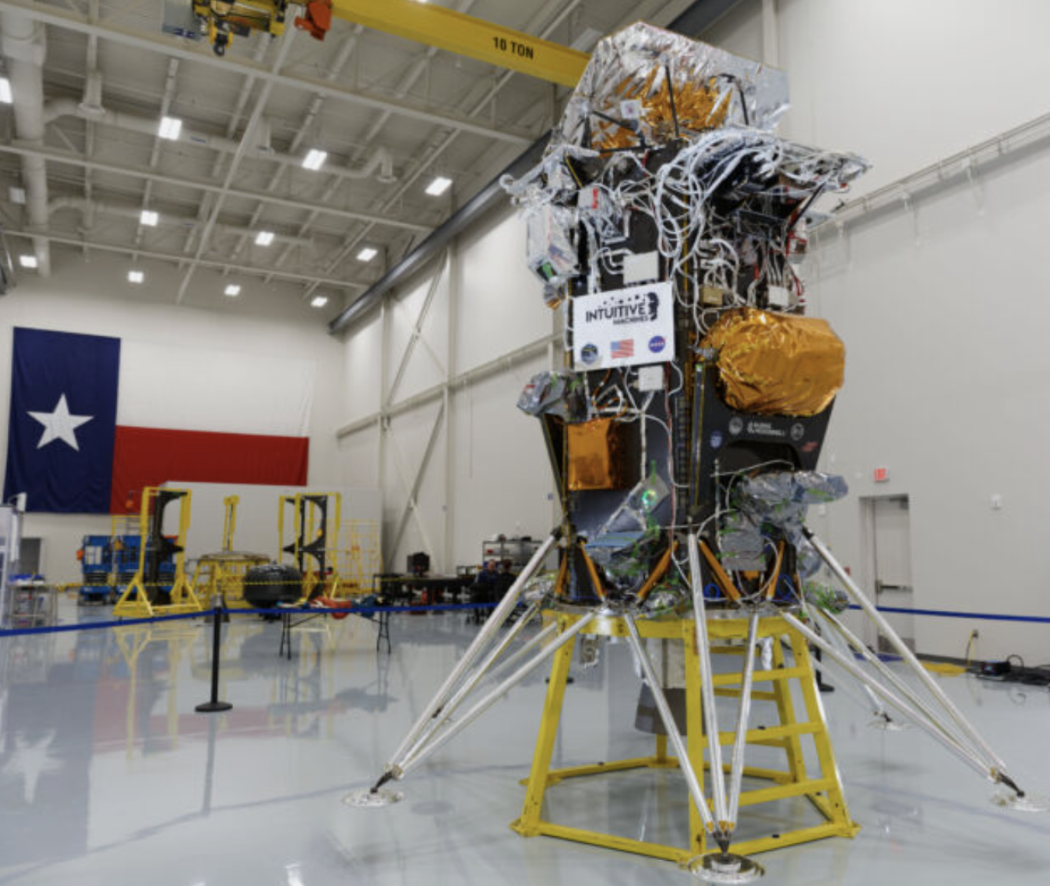 Photo of the The Nova-C lander is seen at Intuitive Machines' facility in Houston, Texas.
