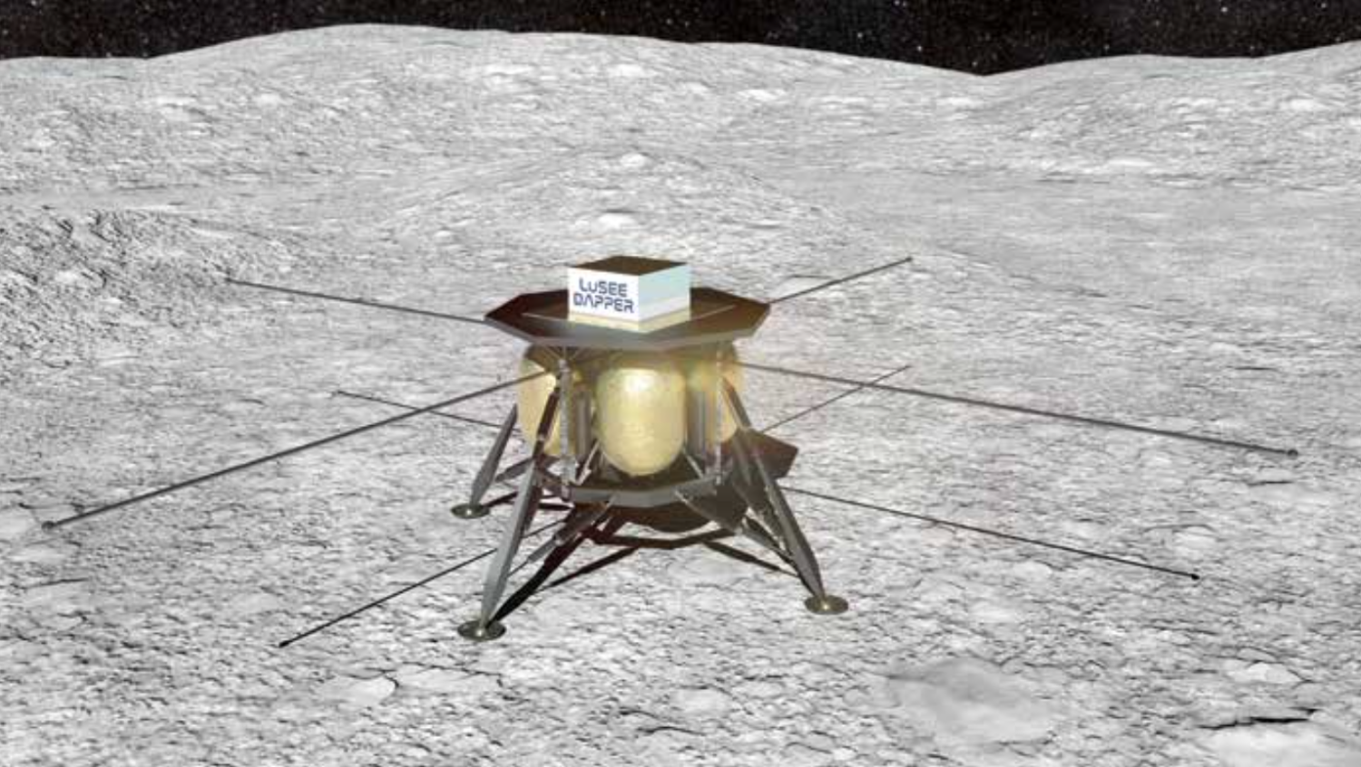 Artist illustration of the LuSEE DAPPER craft on the lunar surface