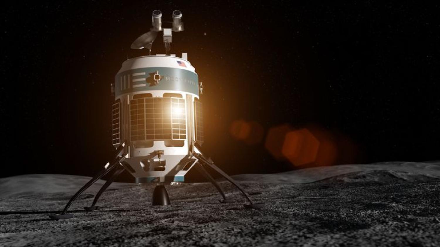 Concept image of a MX-1 lander on the lunar surface.