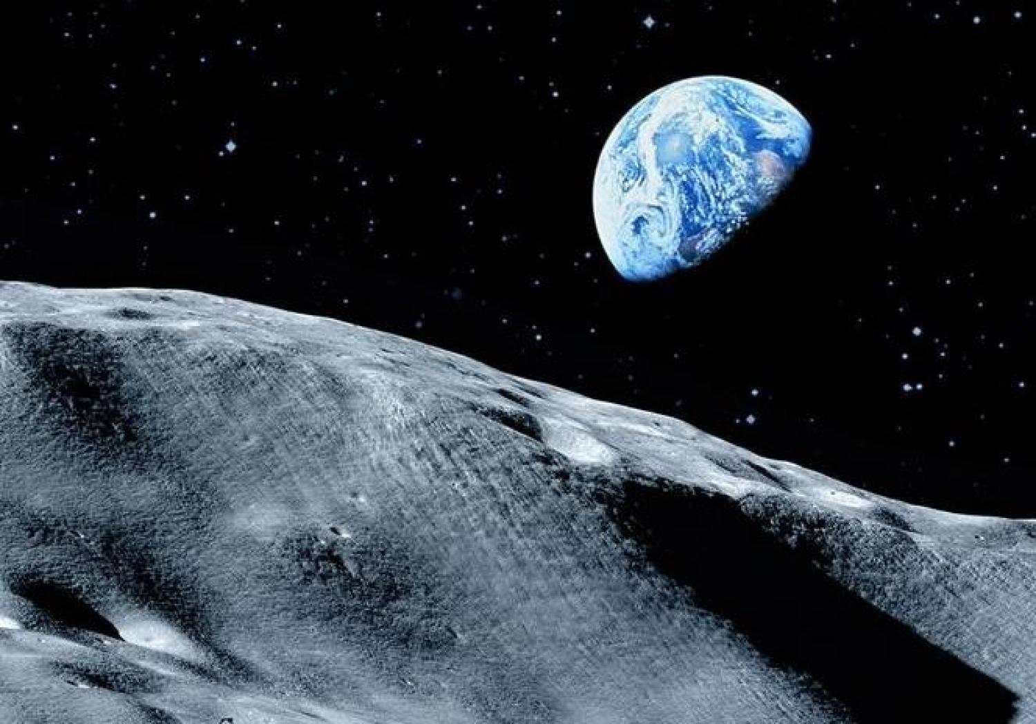 Illustration of the Moon with Earth in view