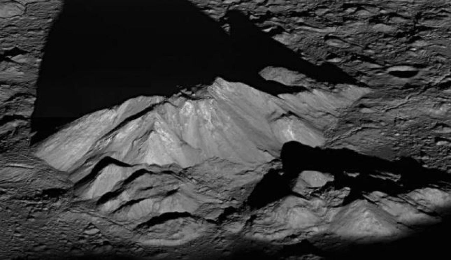 Peaks within the moon’s Tycho Crater.