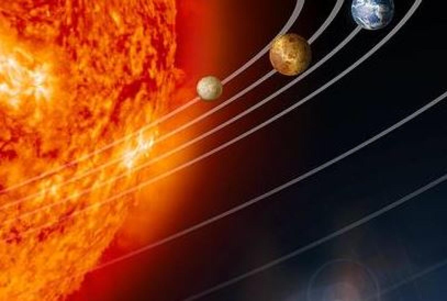 Illustration of Sun and inner solar system