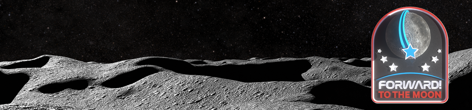 Forward to the Moon logo with moonscape