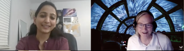 Screen grab of Zoom talk with Nivedita Mahesh and Astronomy Club member