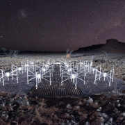 A night view of part of the Murchison Widefield Array in Western Australia. Credit Dr John Goldsmith/Celestial Visions