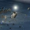 An artist's conception of astronauts setting up a lunar telescope array. Credit: NASA
