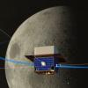 Artist’s rendition of the Dark Ages Polarimetry Pathfinder (DAPPER) spacecraft, which will seek out faint radio signals from the early universe while operating in low lunar orbit. Credit: NRAO/AUI/NSF