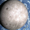 Photo of the far side of the Moon with the earth in the background