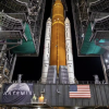 NASA’s new Space Launch System is seen here being moved from the rocket assembly building to a launchpad. Credit NASA