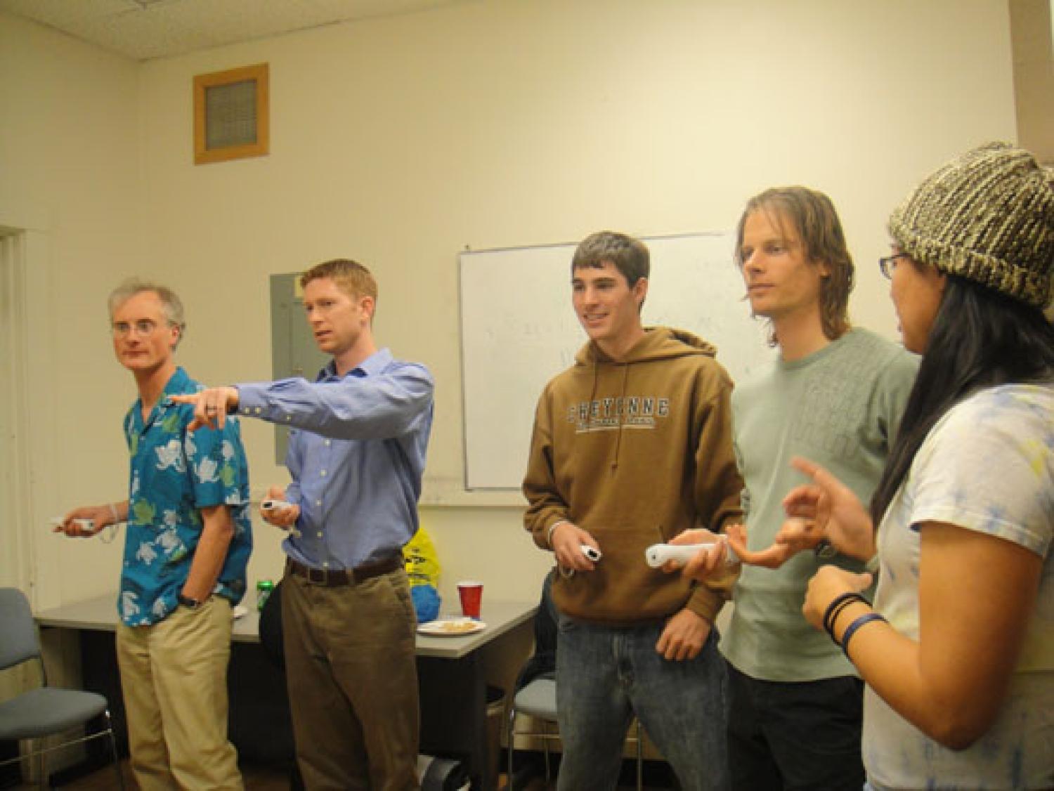 our lab group watch a Wii demonstration