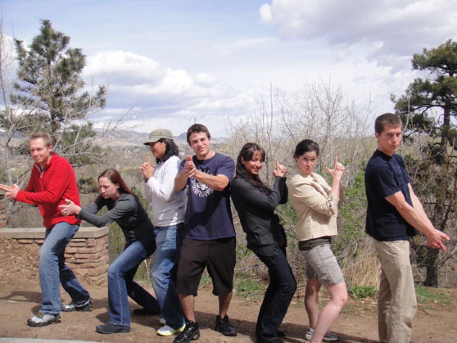 our lab group poses as Charlie's Angels in our field trip