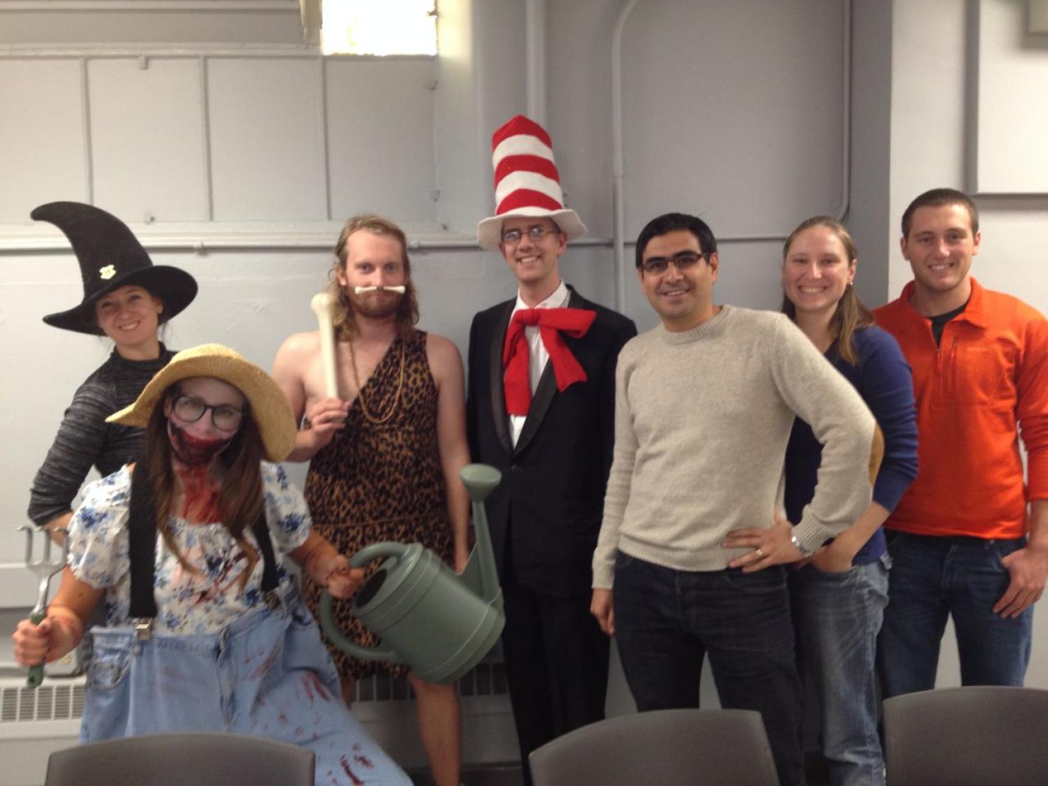 the lab group is dressed up for Halloween