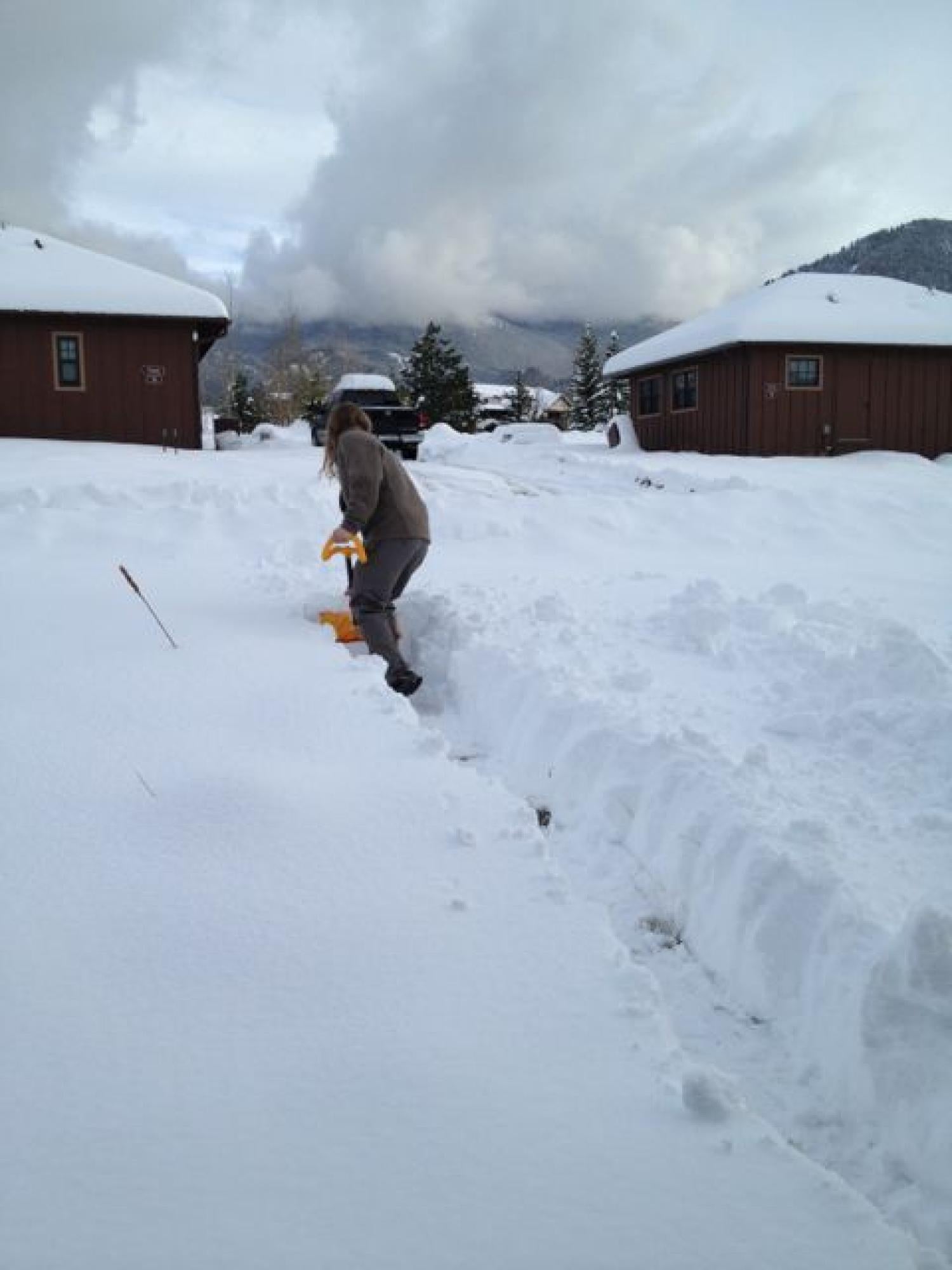 Digging a path through the snow