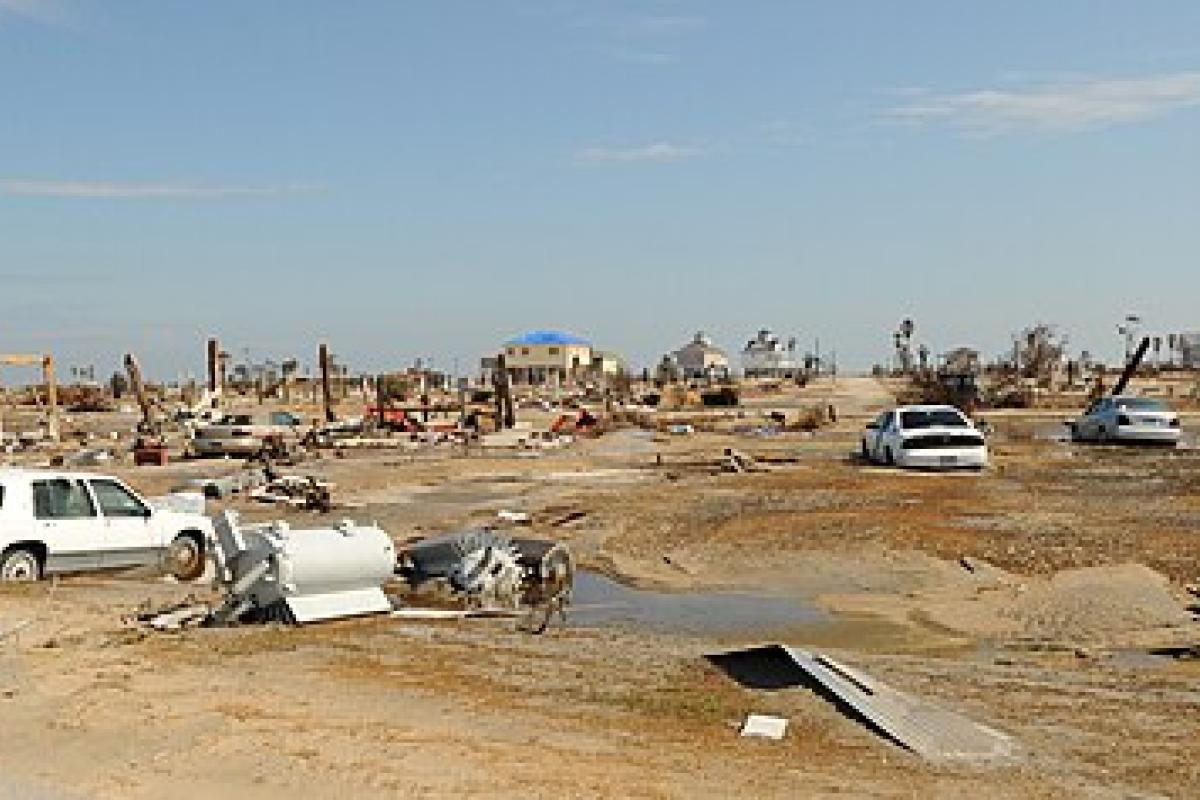 Damage from Hurricane Ike in Bolivar Peninsula, Texas in 2008.