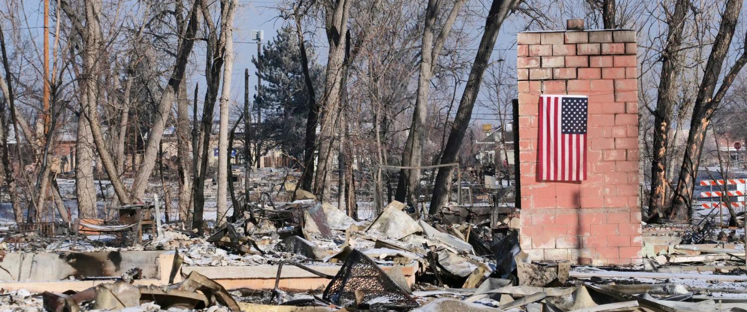 House burned in Marshall Fire with American flag
