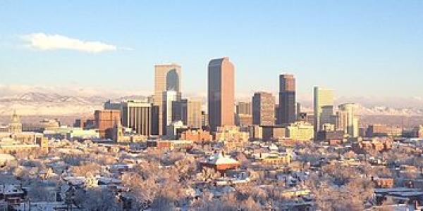 Denver skyline in the winter. 