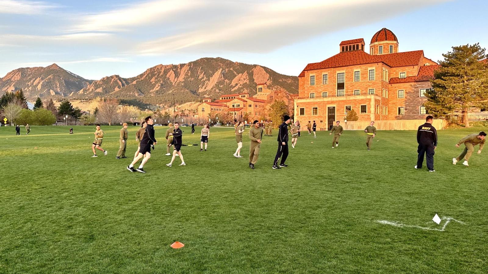 CU NROTC midshipman and active-duty students compete in ultimate frisbee!